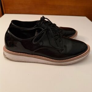 Shiny Black Dress Shoes with White Sole, 10
